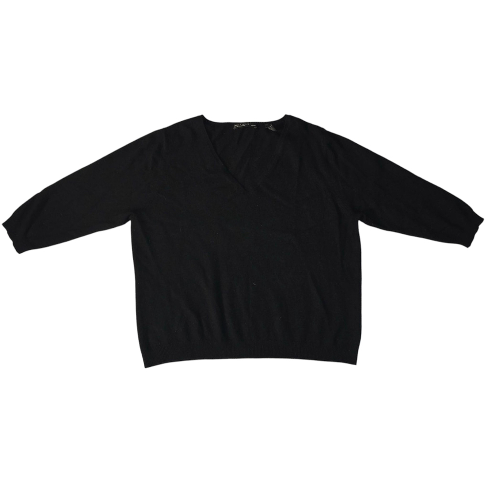 VTG Women's Lord & Taylor Black Cashmere Sweater Size 1X V-neckline